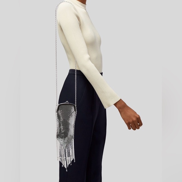 Paco Rabanne Handbags - Paco Rabanne Silver Chainmail Fringe Crossbody Clutch